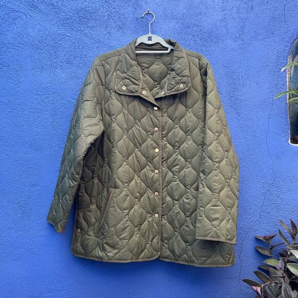 coldwater creek army green quilted jacket - Picture 1 of 7